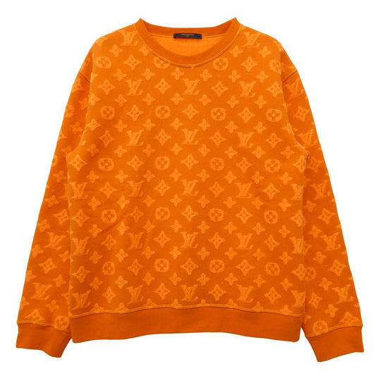 LOUIS VUITTON ルイ・ヴィトン 19aw HHY14W Monogram Jacquard CREW NECK モノグラム ジャカード クルーネック スウェット トレーナー オレンジ系 L【中古】