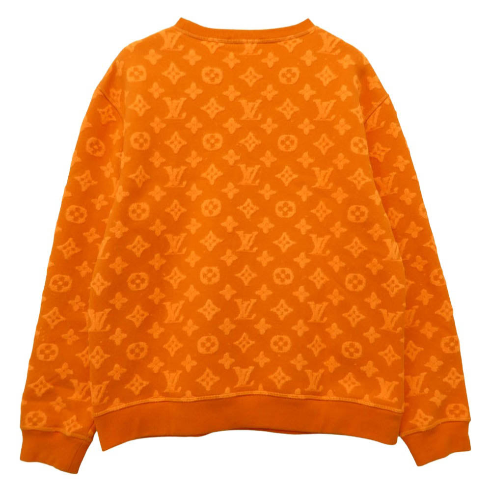 LOUIS VUITTON ルイ・ヴィトン 19aw HHY14W Monogram Jacquard CREW NECK モノグラム ジャカード クルーネック スウェット トレーナー オレンジ系 L【中古】
