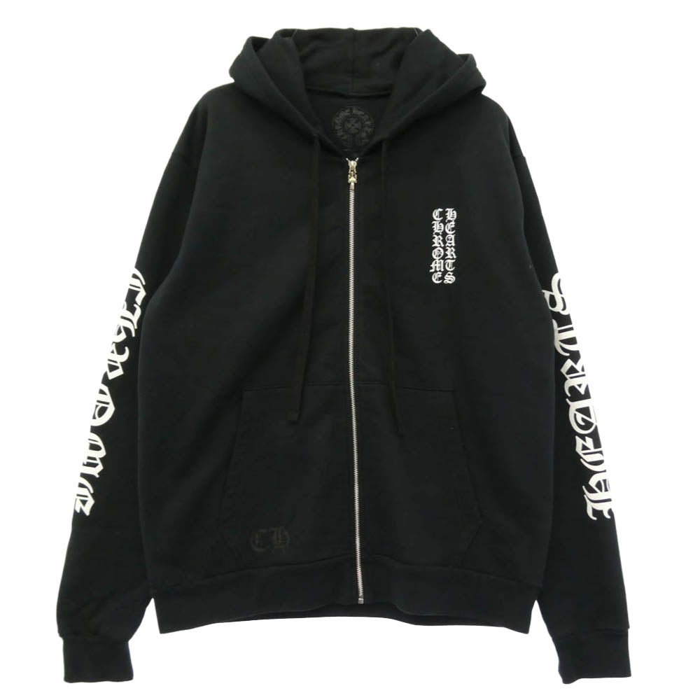 CHROME HEARTS クロムハーツ（原本無） SWTSHRT HD ZIP ヴァーティカル ダガージップ フーディー パーカー ブラック系 M【中古】
