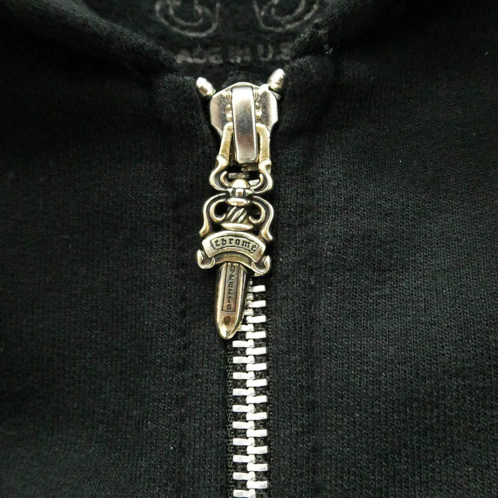 CHROME HEARTS クロムハーツ（原本無） SWTSHRT HD ZIP ヴァーティカル ダガージップ フーディー パーカー ブラック系 M【中古】