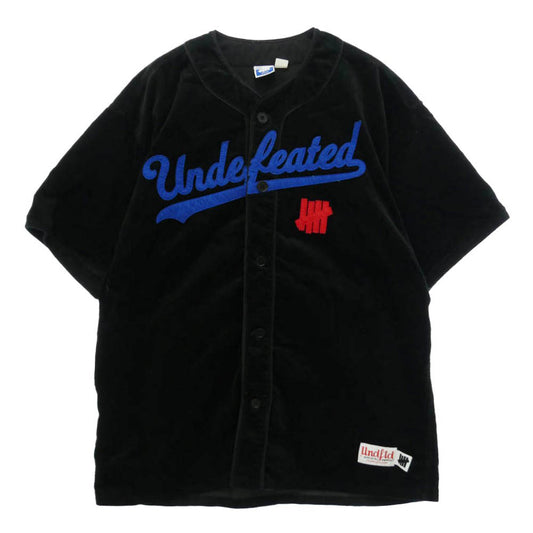 UNDEFEATED アンディフィーテッド 220077012033 BASEBALL JERSEY フロントロゴ コーデュロイ ベースボールシャツ 半袖 シャツ ブラック系 MEDIUM【中古】