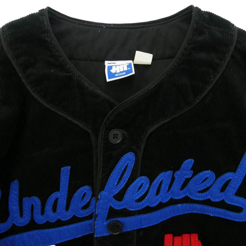 UNDEFEATED アンディフィーテッド 220077012033 BASEBALL JERSEY フロントロゴ コーデュロイ ベースボールシャツ 半袖 シャツ ブラック系 MEDIUM【中古】