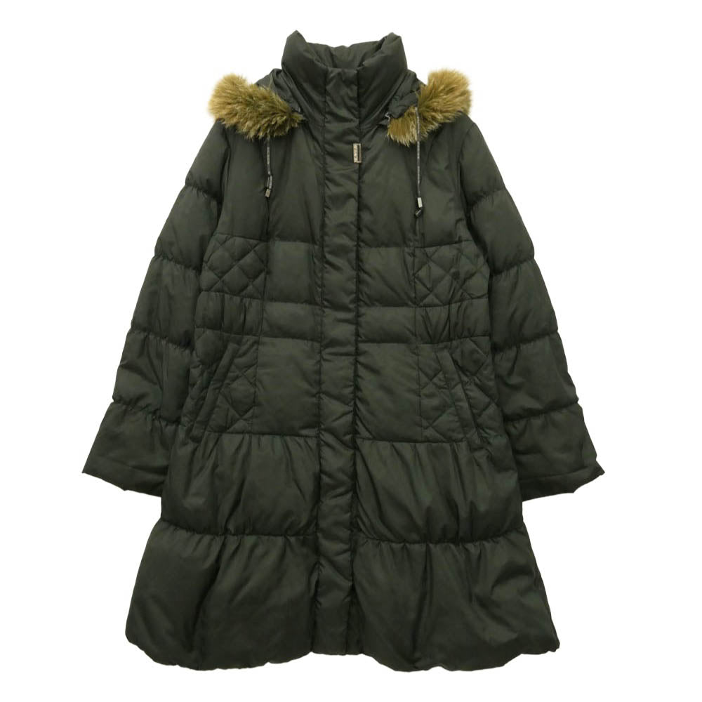 BALMAIN バルマン P345D-90F ファー フーデッド ダウン コート ジャケット モスグリーン系 M【中古】