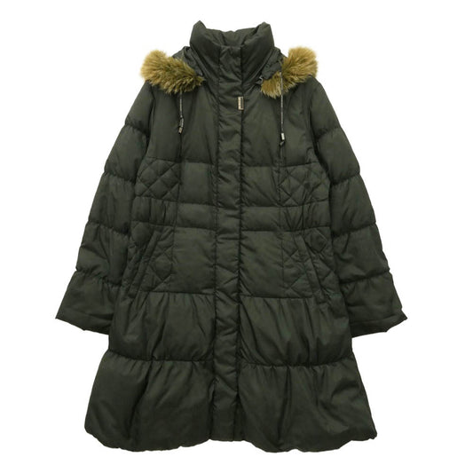 BALMAIN バルマン P345D-90F ファー フーデッド ダウン コート ジャケット モスグリーン系 M【中古】