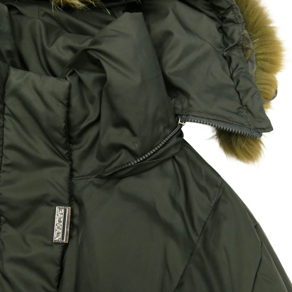 BALMAIN バルマン P345D-90F ファー フーデッド ダウン コート ジャケット モスグリーン系 M【中古】