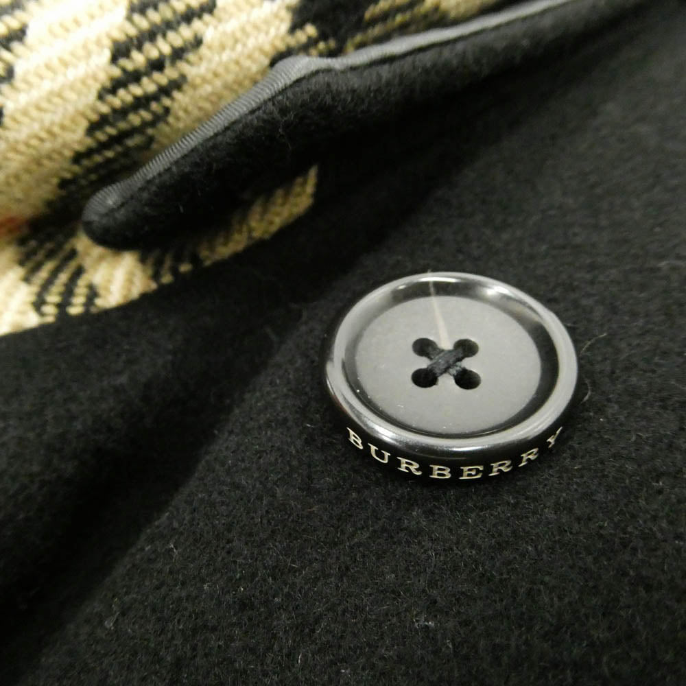 BURBERRY バーバリー カシミヤ混 Pコート ピーコート ブラック系 L【中古】