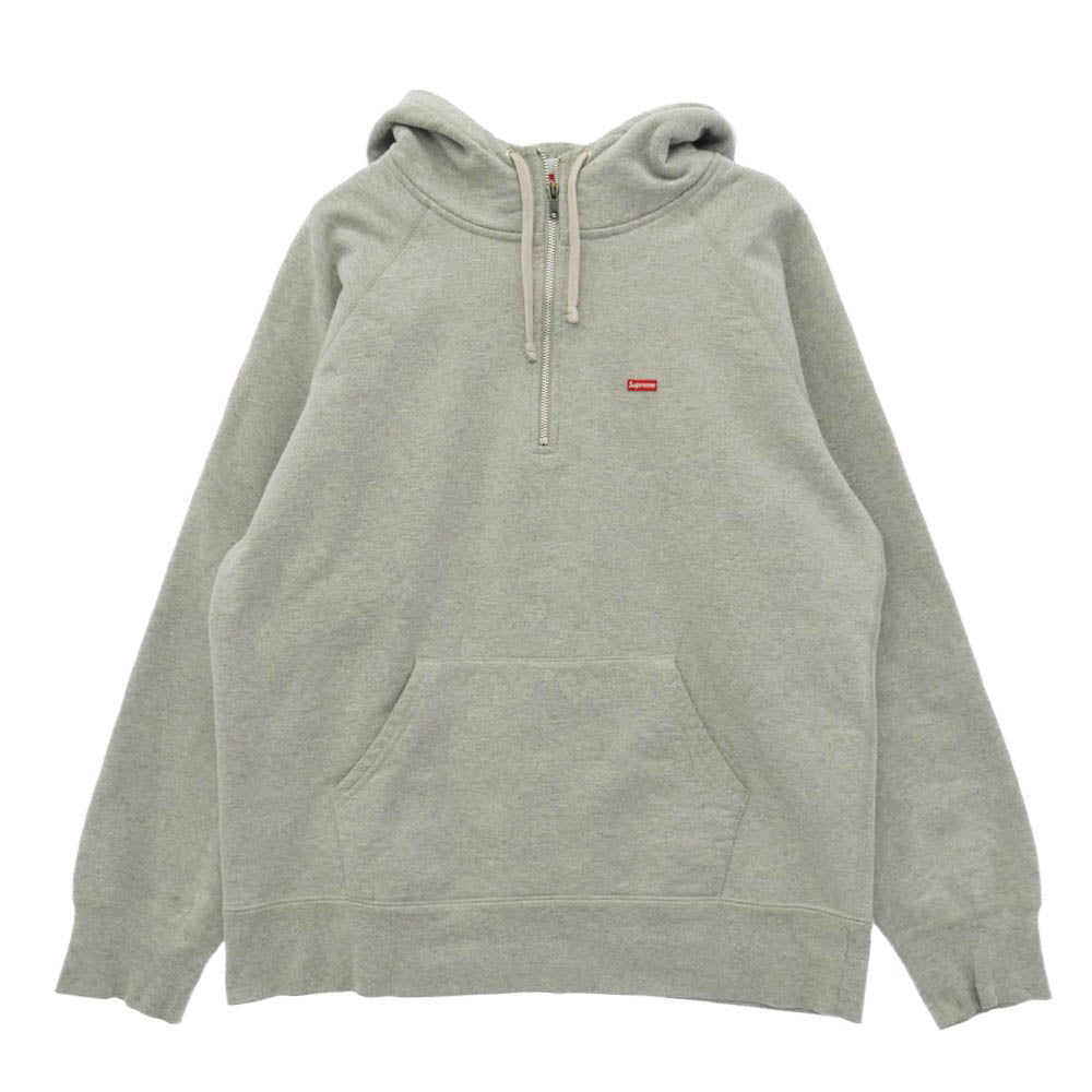 Supreme シュプリーム 13AW Small Box Logo Half Zip Hoodie スモール ボックスロゴ ハーフジップ フーディー パーカー スウェット グレー系 L【中古】
