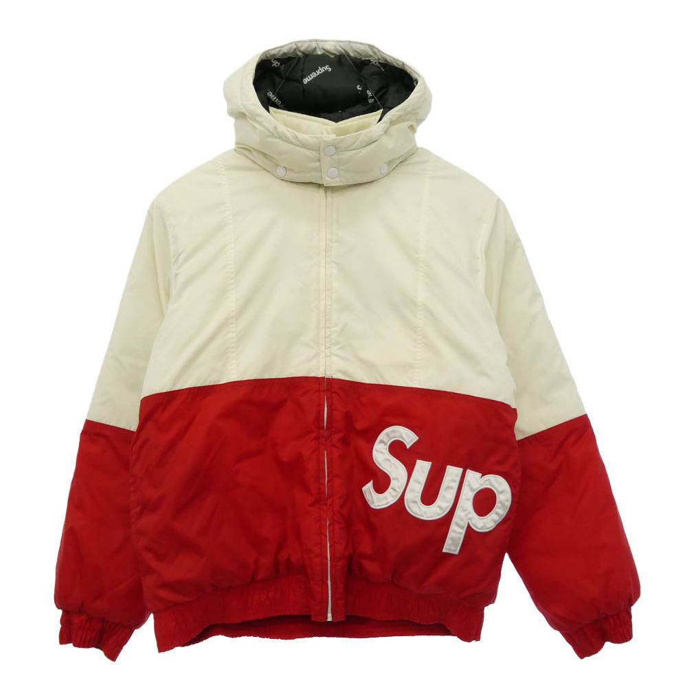 Supreme シュプリーム 16AW Sideline Side Logo Parka サイドライン サイドロゴ ジップアップ 中綿 ナイロン ジャケット ブルゾン ホワイト系 レッド系 S【中古】