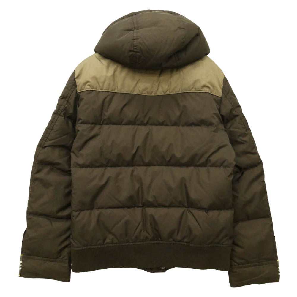 BURBERRY BLACK LABEL バーバリーブラックレーベル BMP65-527-58 裏地チェック ロゴ刺繍 フード ダウン ジャケット ブラウン系 M【中古】