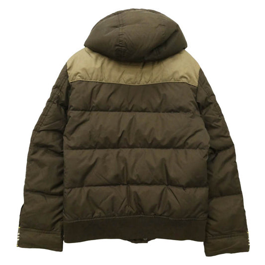 BURBERRY BLACK LABEL バーバリーブラックレーベル BMP65-527-58 裏地チェック ロゴ刺繍 フード ダウン ジャケット ブラウン系 M【中古】