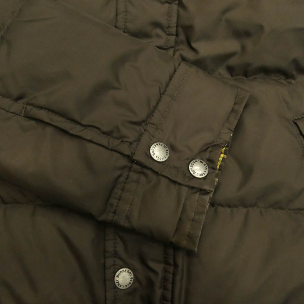 BURBERRY BLACK LABEL バーバリーブラックレーベル BMP65-527-58 裏地チェック ロゴ刺繍 フード ダウン ジャケット ブラウン系 M【中古】