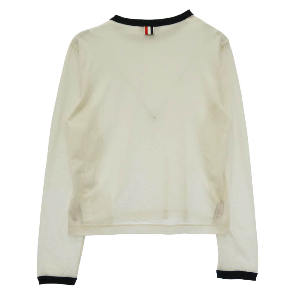 THOM BROWNE トムブラウン FJS150A-J0091-113 Womens Cotton Ringer Long Sleeve T-Shirt ウィメンズ コットンスラブ リンガー 長袖 ロング スリーブ カットソー オフホワイト系 40【中古】