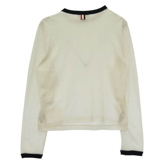 THOM BROWNE トムブラウン FJS150A-J0091-113 Womens Cotton Ringer Long Sleeve T-Shirt ウィメンズ コットンスラブ リンガー 長袖 ロング スリーブ カットソー オフホワイト系 40【中古】