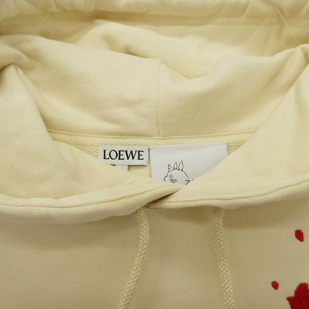 LOEWE ロエベ 23SS HB44Y24X04 ハウルの動く城 カルシファー レザーパッチ フーディ プルオーバー パーカー オフホワイト系 XS【美品】【中古】
