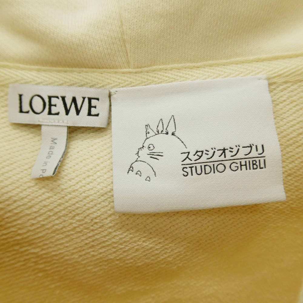 LOEWE ロエベ 23SS HB44Y24X04 ハウルの動く城 カルシファー レザーパッチ フーディ プルオーバー パーカー オフホワイト系 XS【美品】【中古】