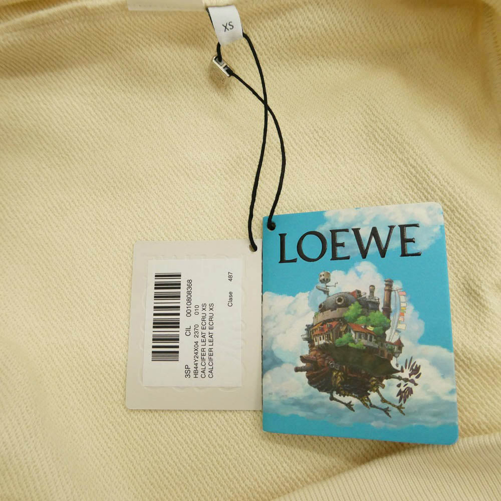 LOEWE ロエベ 23SS HB44Y24X04 ハウルの動く城 カルシファー レザーパッチ フーディ プルオーバー パーカー オフホワイト系 XS【美品】【中古】