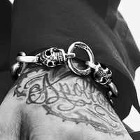 2 Miracle Skulls With Master Small Oval Chain Links Bracelet （23cm） 画像