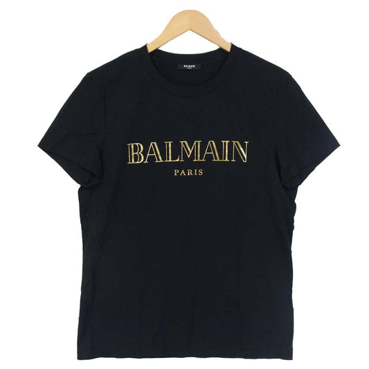 BALMAIN バルマン ロゴ Tシャツ ブラック×ゴールド系 L【中古】