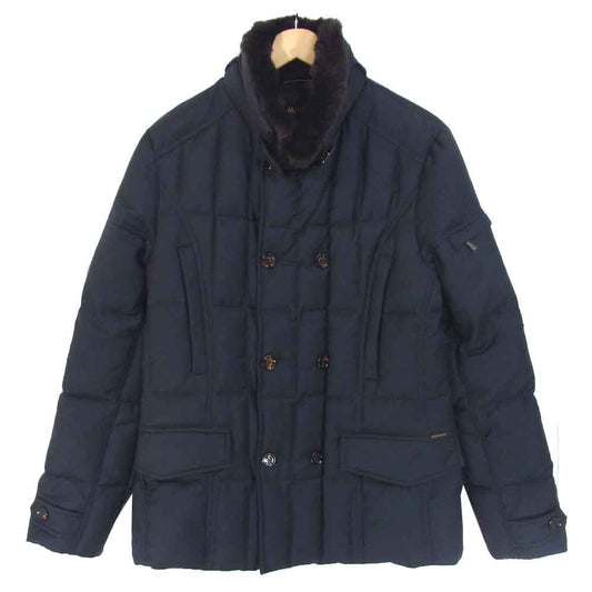 ムーレー 国内正規品 SIRO L ファー ダウンジャケット ダークネイビー系 48【中古】