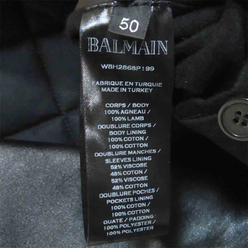 BALMAIN バルマン 18AW W8H2868P199 ダブルジップ ライダース ブラック系 50【中古】