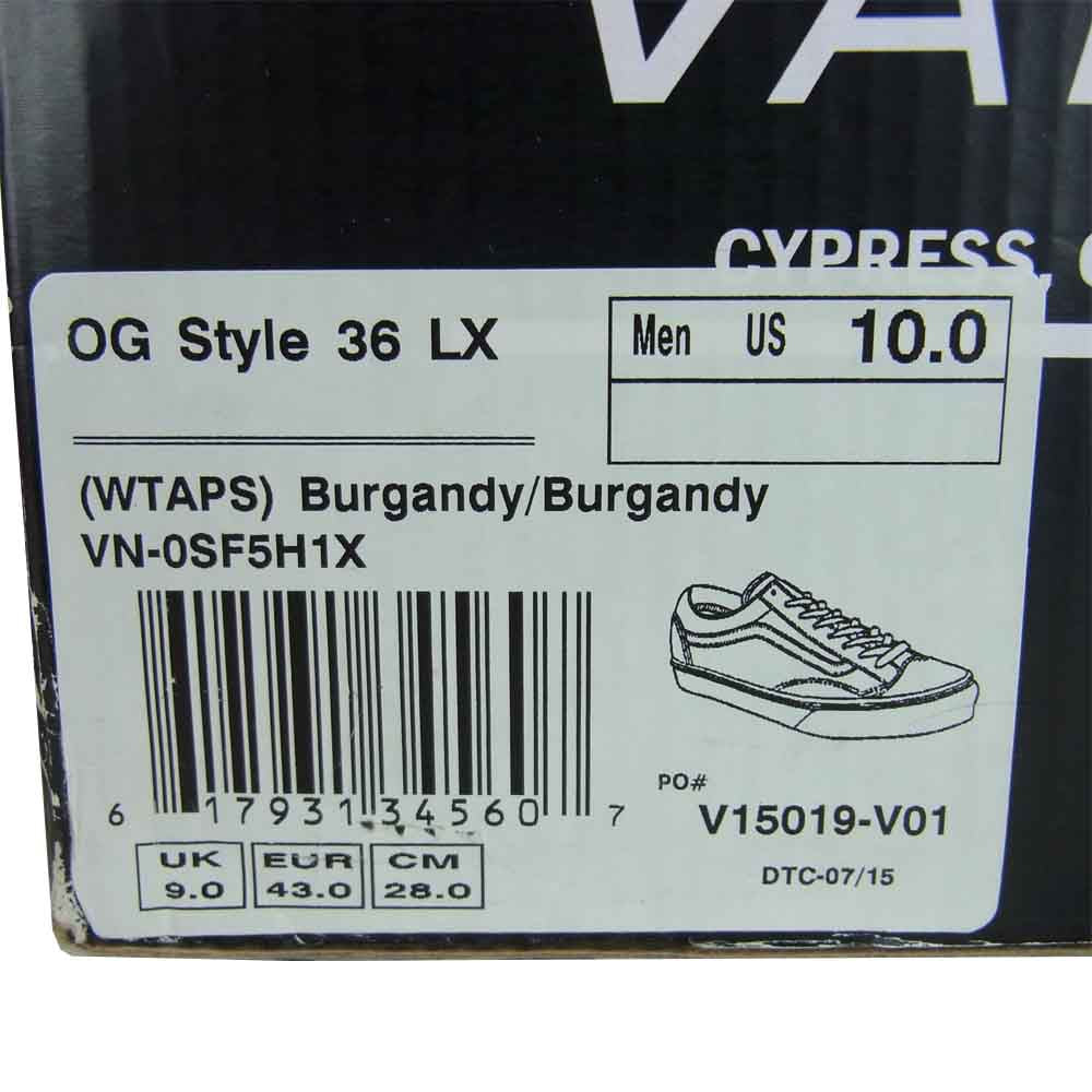 VANS バンズ VN-0SF5H1X x ダブルタップス ヴォルト WTAPS OG STYLE 36 LX BURGUNDY ワインレッド系 28.0cm【中古】
