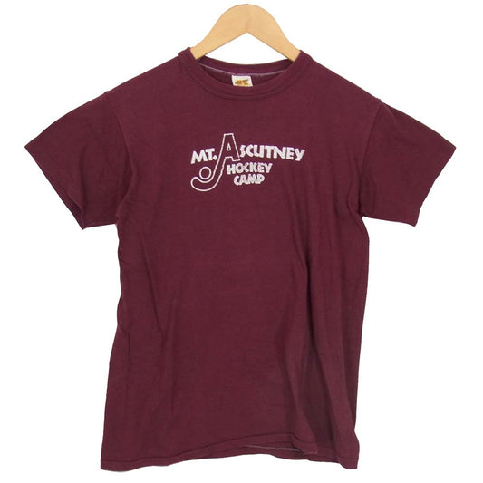 ラッセルアスレティック 70~80s 金タグ 後期 プリント Tシャツ エンジ系 M【中古】