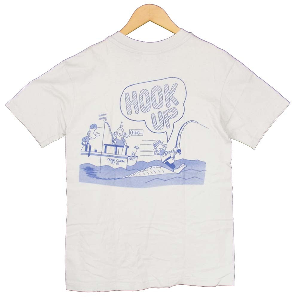 ヘインズ 80s USA製 青タグ BEEFY ビーフィー 両面 プリント Tシャツ ホワイト系 M【中古】