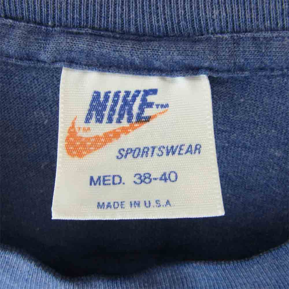NIKE ナイキ 70~80s USA製 プリントタイプ オレンジタグ ロゴ プリント Tシャツ ネイビー系 M【中古】