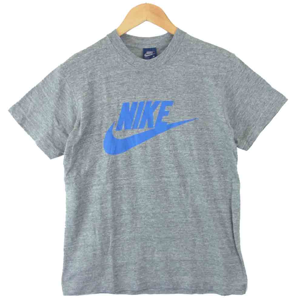 NIKE ナイキ 80s USA製 紺タグ ロゴ プリント 霜降り Tシャツ グレー系 M【中古】