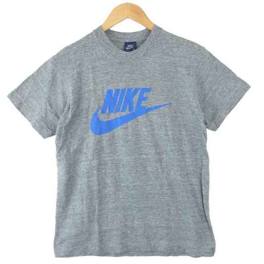 NIKE ナイキ 80s USA製 紺タグ ロゴ プリント 霜降り Tシャツ グレー系 M【中古】