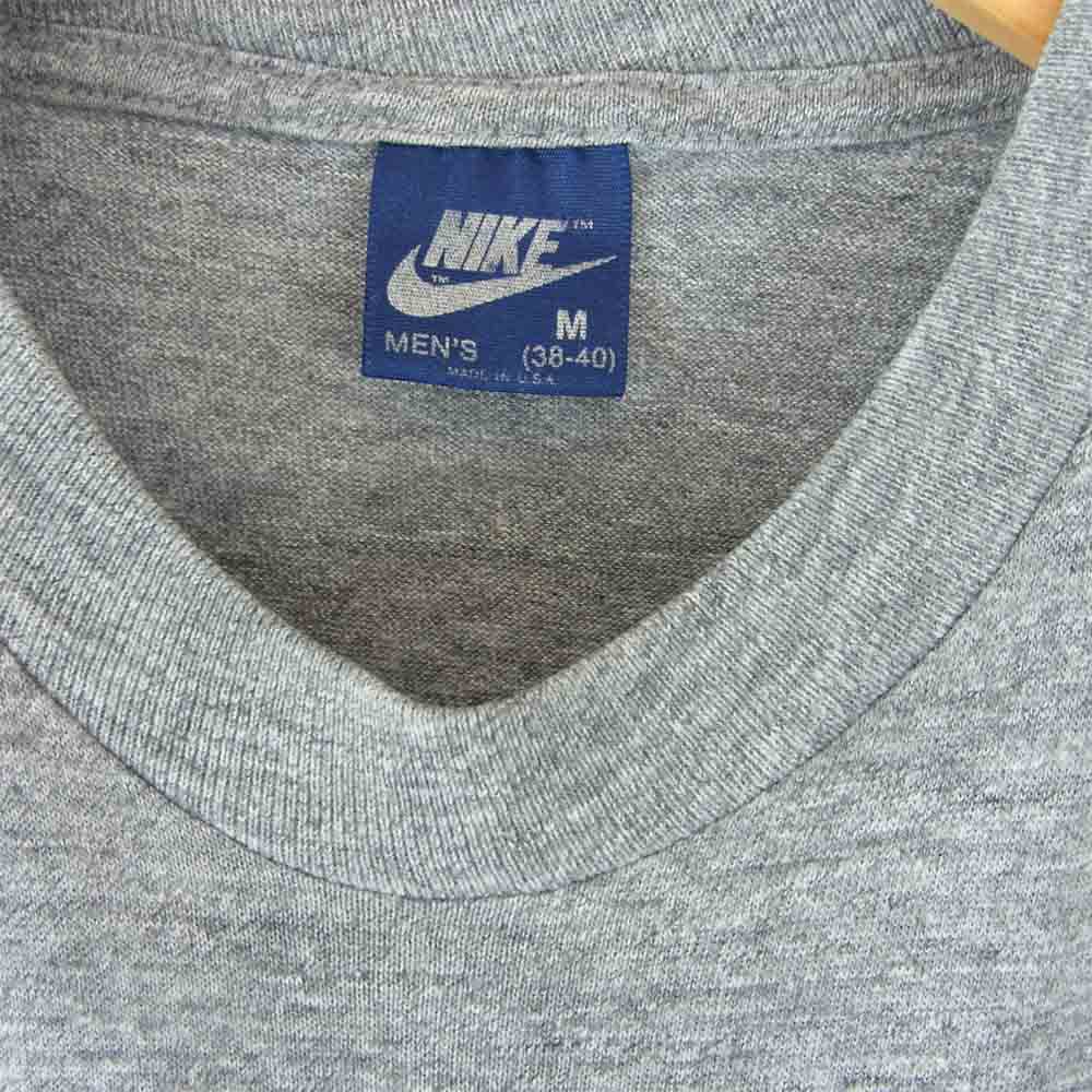NIKE ナイキ 80s USA製 紺タグ ロゴ プリント 霜降り Tシャツ グレー系 M【中古】