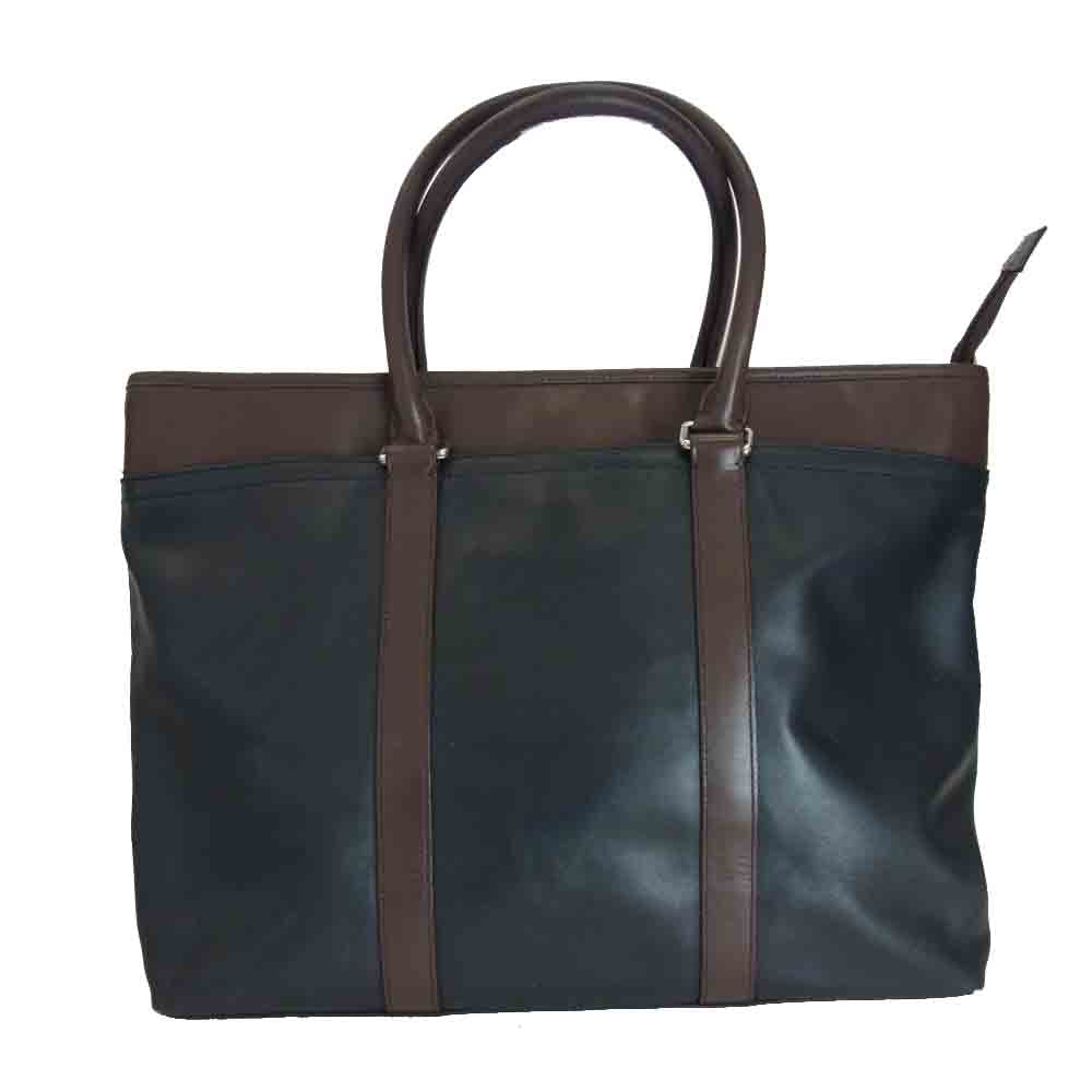 COACH コーチ 2way トート ショルダー ビジネス バッグ ネイビー系 ブラウン系【中古】