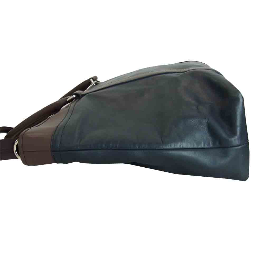 COACH コーチ 2way トート ショルダー ビジネス バッグ ネイビー系 ブラウン系【中古】