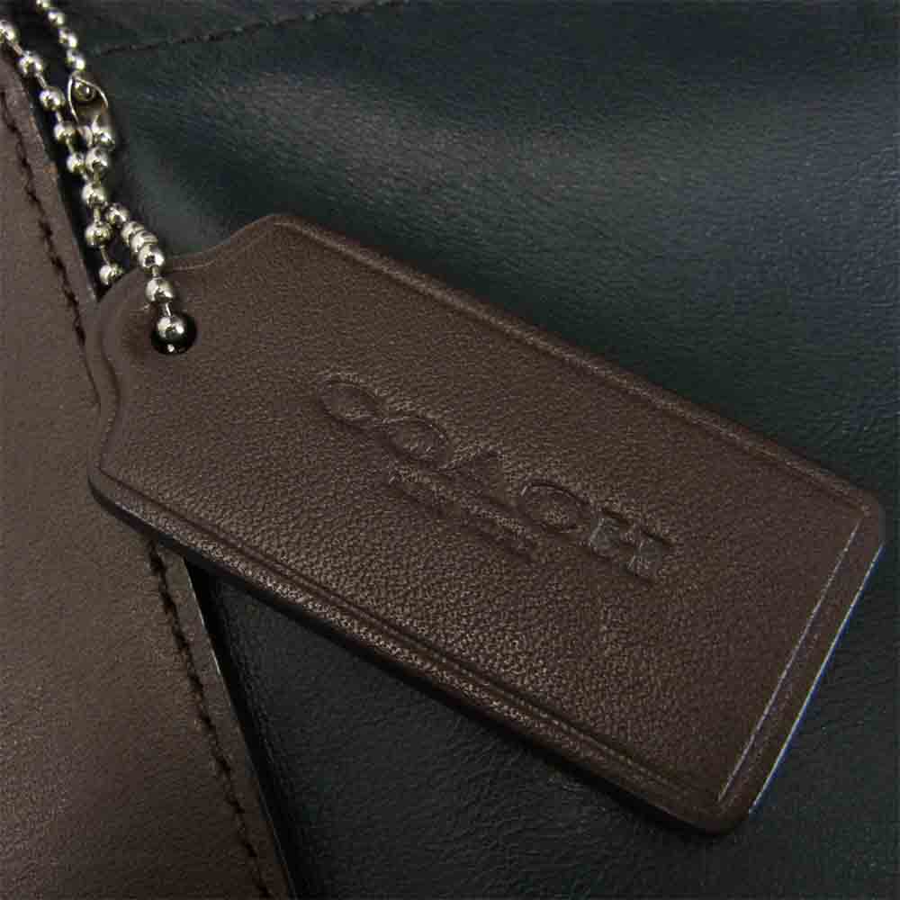 COACH コーチ 2way トート ショルダー ビジネス バッグ ネイビー系 ブラウン系【中古】