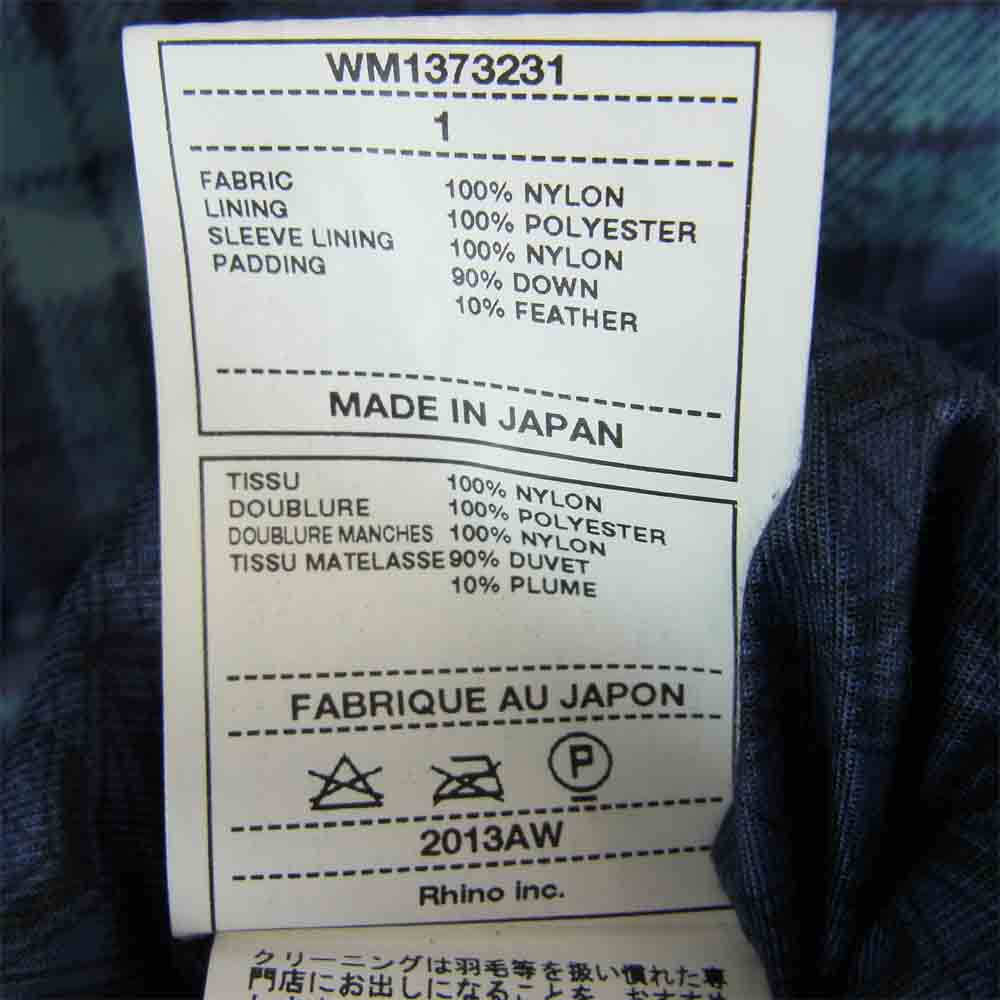 WHITE MOUNTAINEERING ホワイトマウンテニアリング WM1373231 チェック ダウンジャケット グリーン系 ネイビー系【中古】