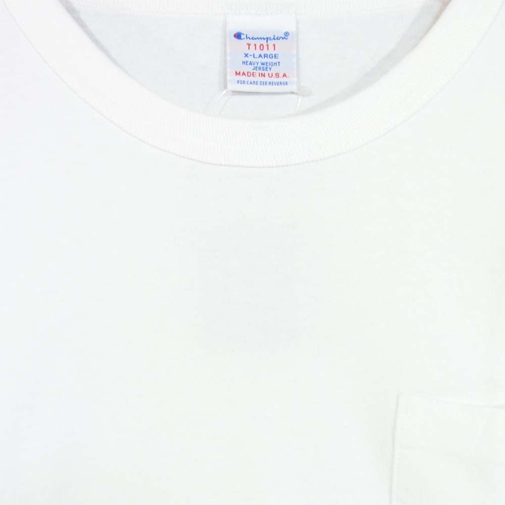 Champion チャンピオン ポケット付き ロングスリーブ Tシャツ ホワイト系 XL【新古品】【未使用】【中古】