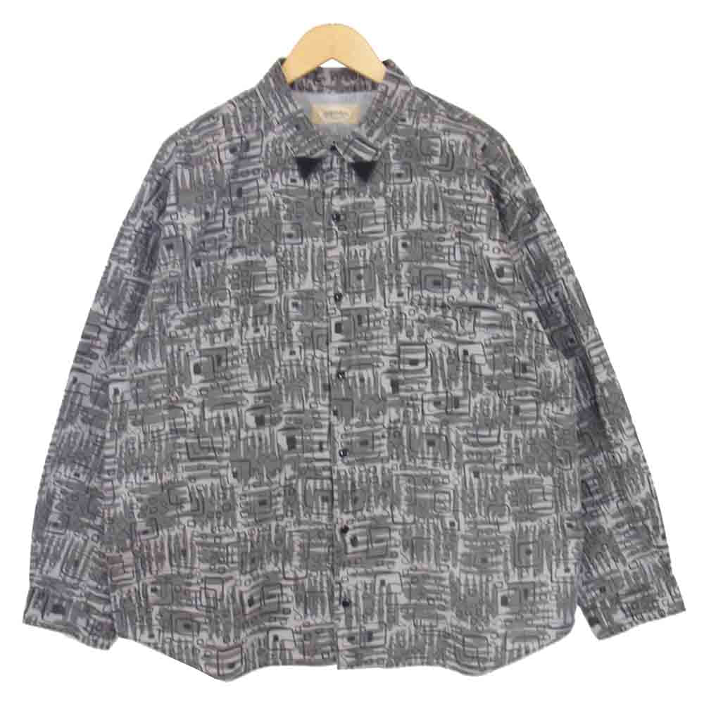 TENDERLOIN テンダーロイン 20SS SHT AS L/S 総柄 長袖 シャツ グレー系 L【新古品】【未使用】【中古】