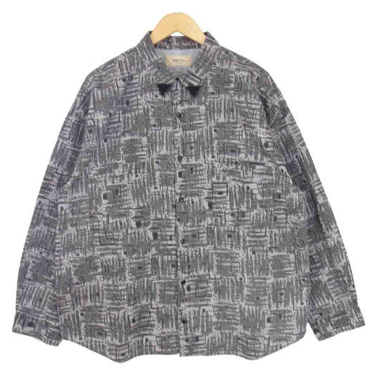 TENDERLOIN テンダーロイン 20SS SHT AS L/S 総柄 長袖 シャツ グレー系 L【新古品】【未使用】【中古】