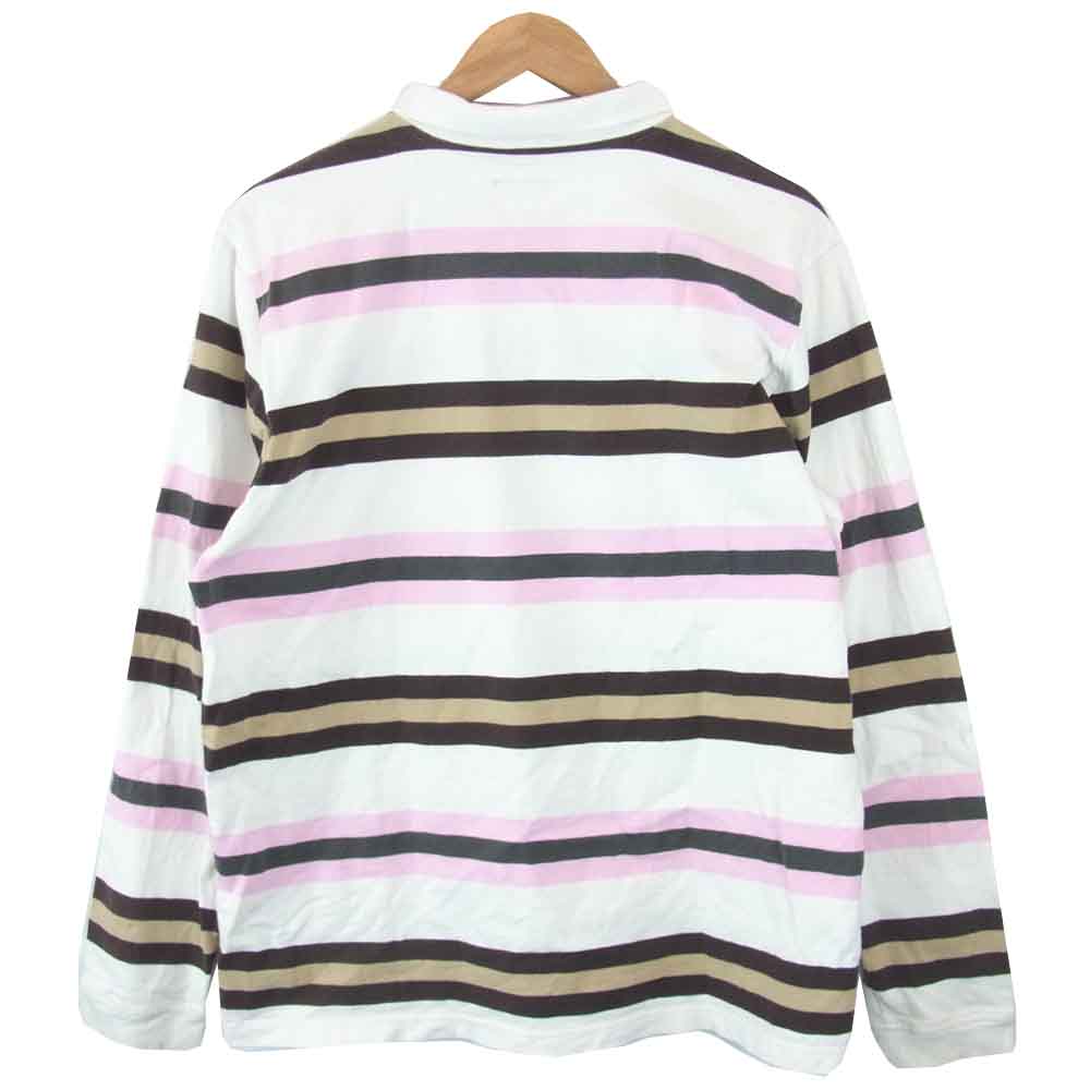 Supreme シュプリーム ボーダー ポロシャツ ホワイト系 ピンク系 XL【中古】
