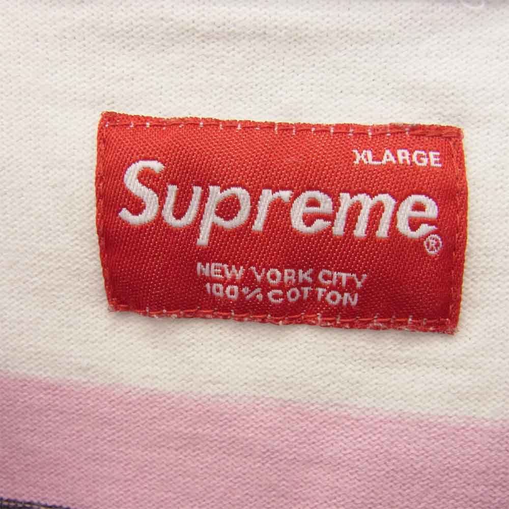 Supreme シュプリーム ボーダー ポロシャツ ホワイト系 ピンク系 XL【中古】