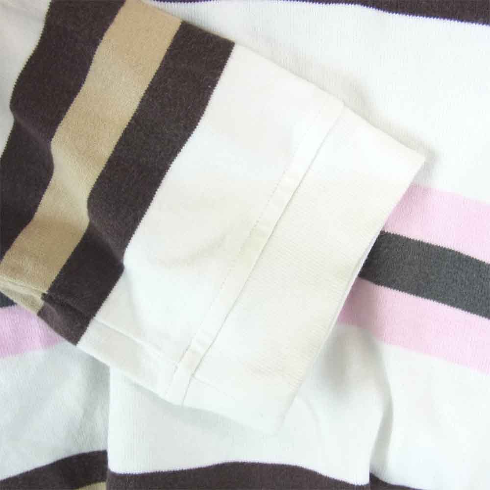 Supreme シュプリーム ボーダー ポロシャツ ホワイト系 ピンク系 XL【中古】