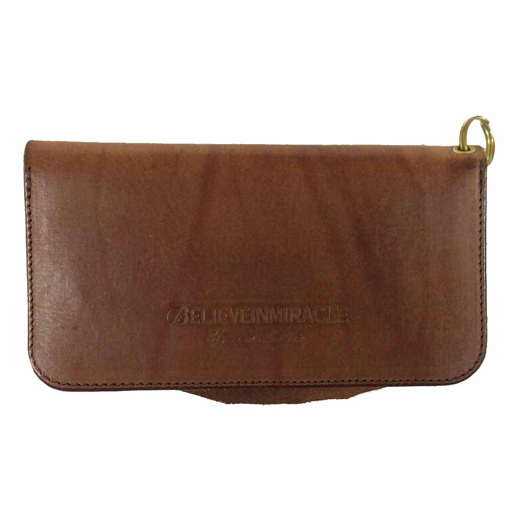 ビリーブインミラクル ロング ウォレット 長財布 レザー ウォレット ライトブラウン系【中古】