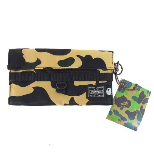 A BATHING APE アベイシングエイプ × ポーター カモ ロング ウォレット PORTER 1ST CAMO LONG WALLET ベージュ系【新古品】【未使用】【中古】