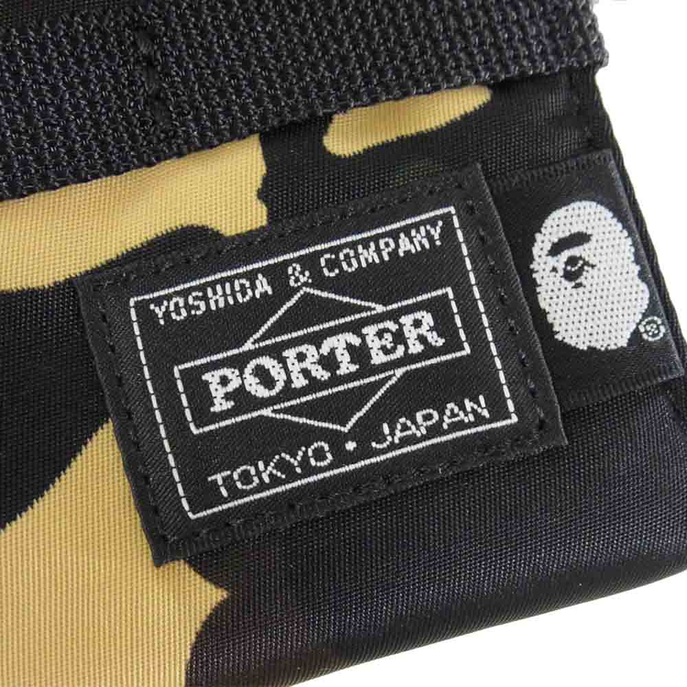 A BATHING APE アベイシングエイプ × ポーター カモ ロング ウォレット PORTER 1ST CAMO LONG WALLET ベージュ系【新古品】【未使用】【中古】