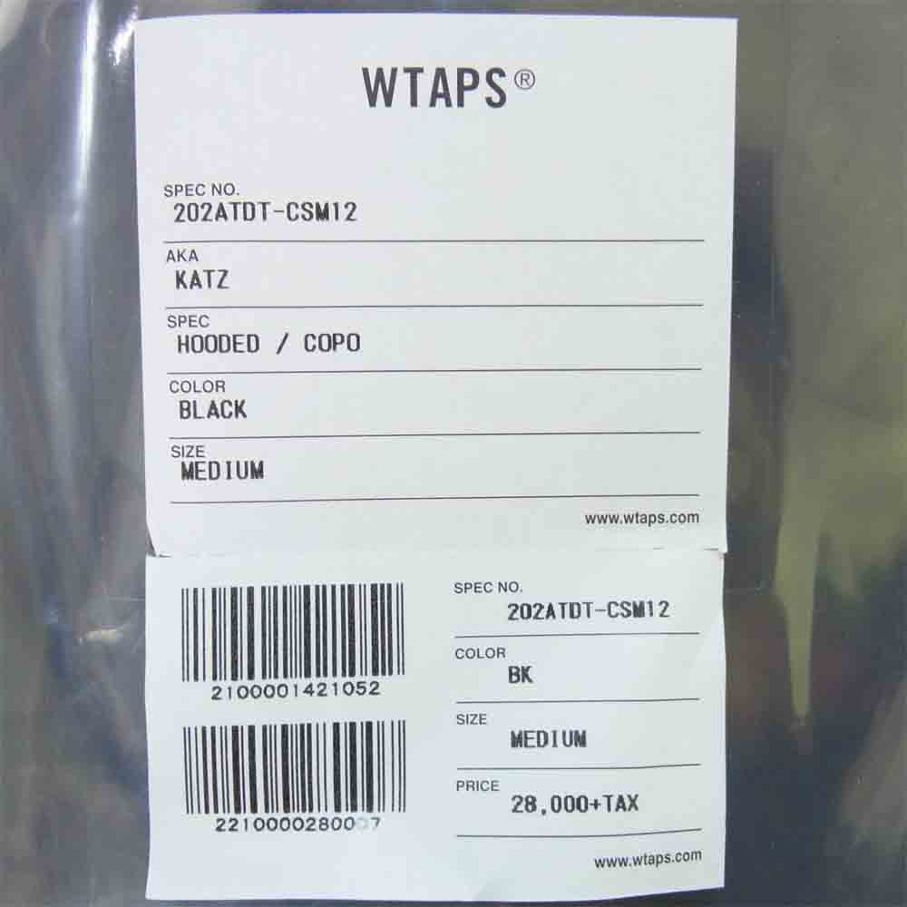 WTAPS ダブルタップス 20AW 202ATDT-CSM12 カッツ ロゴ プルオーバー パーカー KATZ HOODED COPO ブラック系 2【新古品】【未使用】【中古】