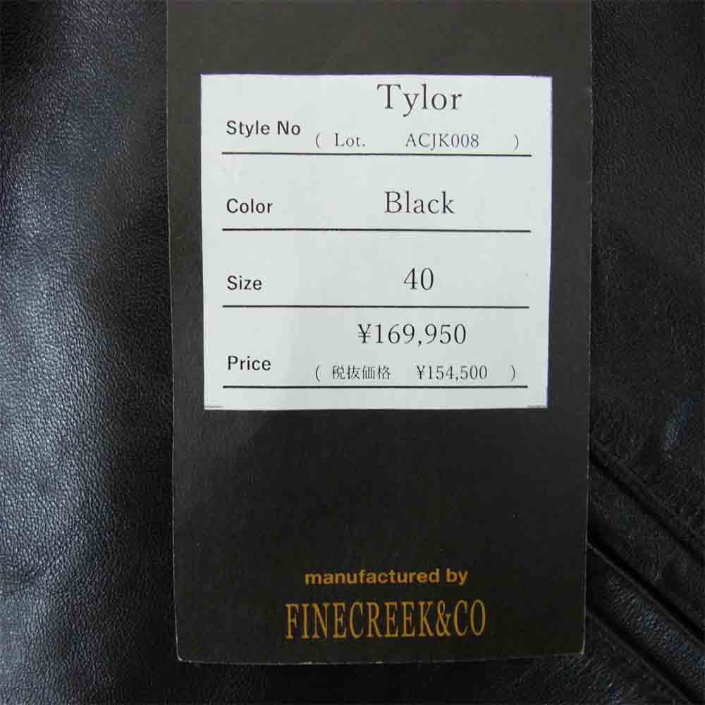 ファインクリークアンドコー ACJK008 Tylor ホースハイド シングル レザー シングル ライダース ジャケット ブラック系 40【新古品】【未使用】【中古】