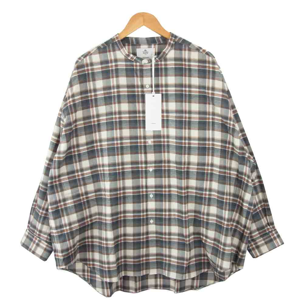 GRAPHPAPER グラフペーパー GM203-50182 THOMAS MASON for GP Oversized Band Collar Shirt オーバーサイズ バンドカラー シャツ GRY × ORG F【新古品】【未使用】【中古】