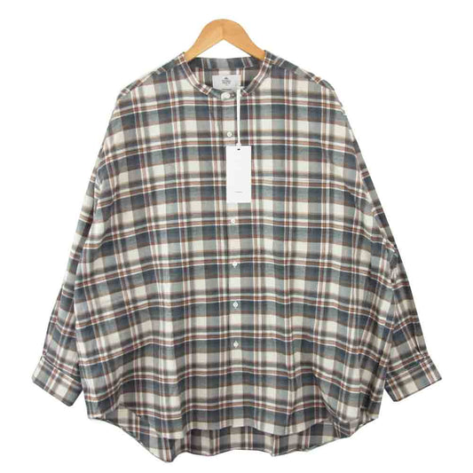 GRAPHPAPER グラフペーパー GM203-50182 THOMAS MASON for GP Oversized Band Collar Shirt オーバーサイズ バンドカラー シャツ GRY × ORG F【新古品】【未使用】【中古】