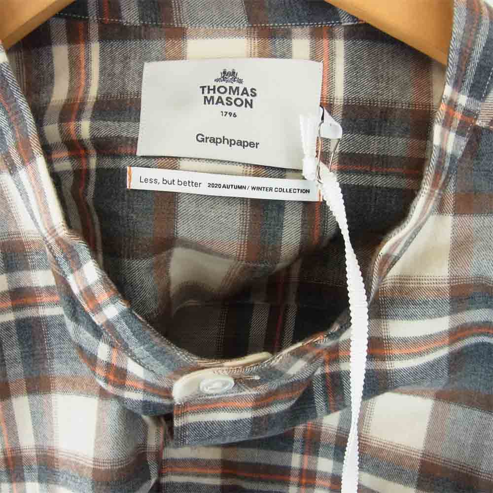 GRAPHPAPER グラフペーパー GM203-50182 THOMAS MASON for GP Oversized Band Collar Shirt オーバーサイズ バンドカラー シャツ GRY × ORG F【新古品】【未使用】【中古】