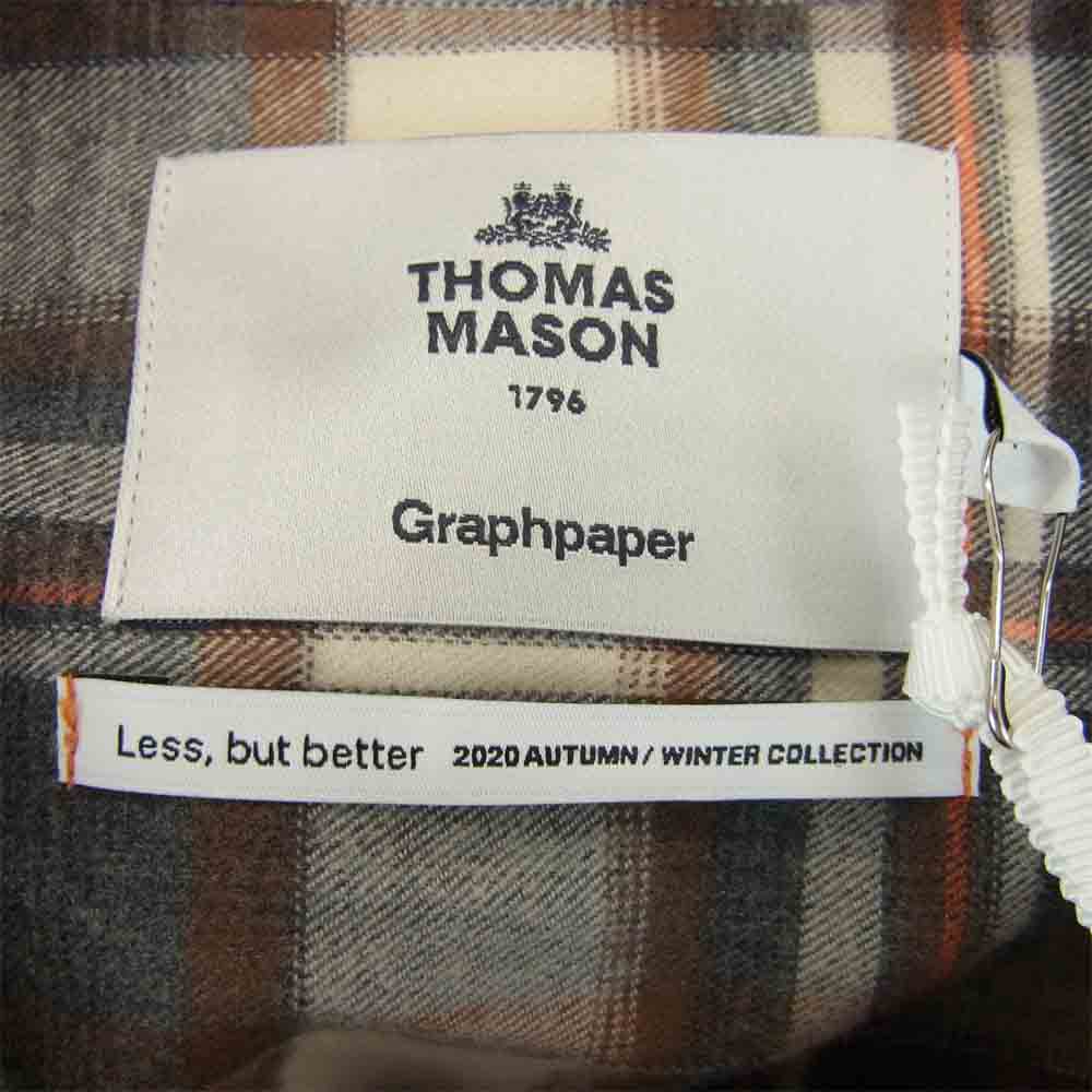GRAPHPAPER グラフペーパー GM203-50182 THOMAS MASON for GP Oversized Band Collar Shirt オーバーサイズ バンドカラー シャツ GRY × ORG F【新古品】【未使用】【中古】